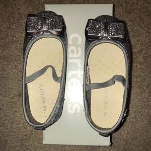 Carters toddler silver glitter ballet shoe